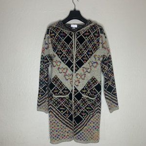 Kamana Multicolor Long Sleeve Hooded Knitted Cardigan